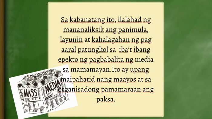 Iba’t ibang epekto ng pagbabalita ng media sa mamamayan by Sabel ...