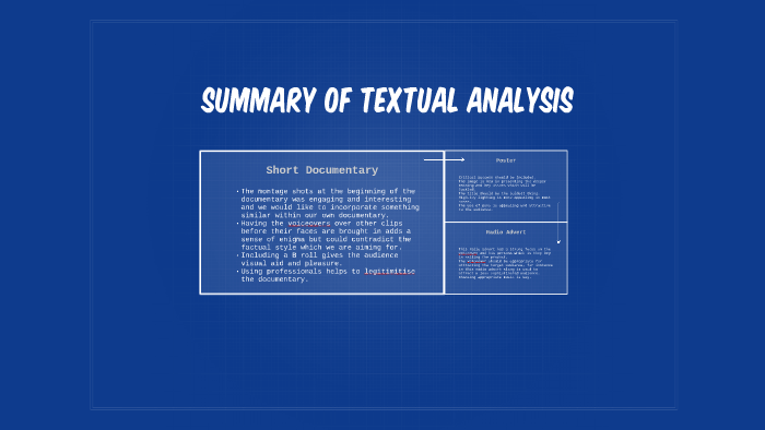 Summary of textual analysis by Rebecca Astill on Prezi