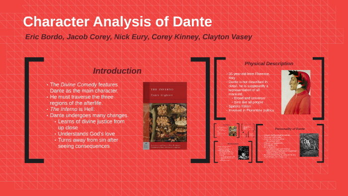 The Divine Comedy: Inferno Character Analysis Activity - Dante Alighieri