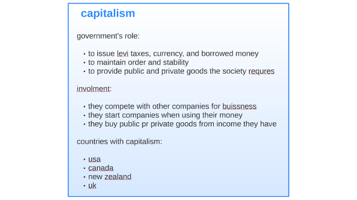 Roles In Government, Capitalism, Socialism, And Communism By Sandra Ordaz