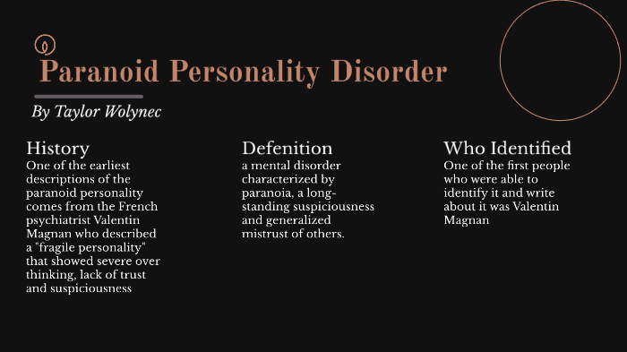 when was paranoid personality disorder discovered
