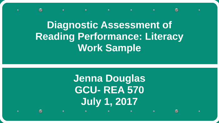 Diagnostic Assessment of Reading Performance: Literacy Work by Jenna ...