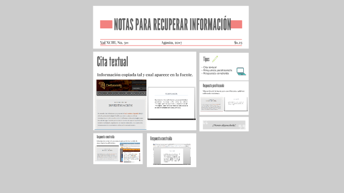 Son Categorías De Notas Al Recuperar Información