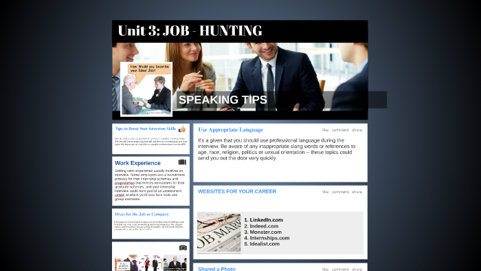 Unit 3 Job Hunting Speaking By Huongiang Le On Prezi