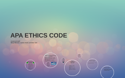 apa ethics code in research methodology