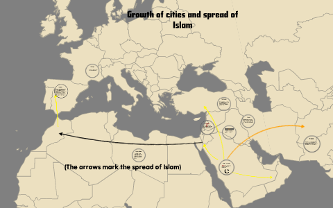 islam map with cities