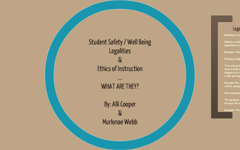 Student Safety / Well Being Legalities & Ethics of Instruction WHAT ARE 