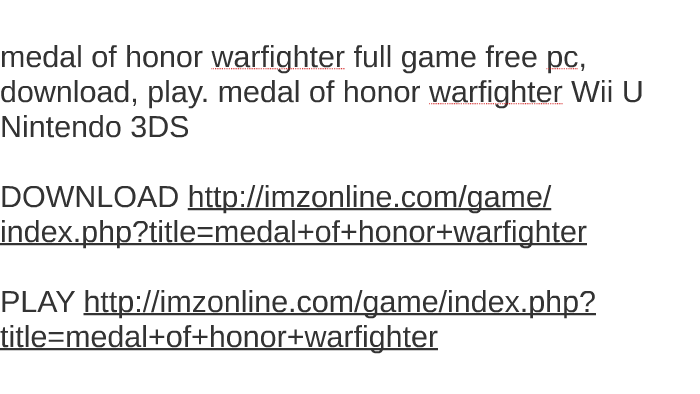 medal of honor warfighter pc game free download full version