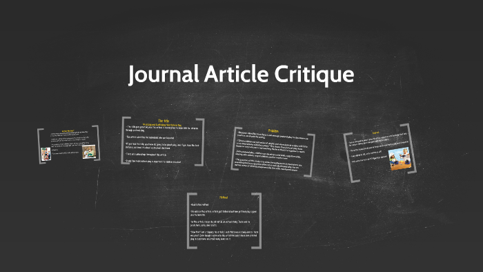 Journal Article Critique by