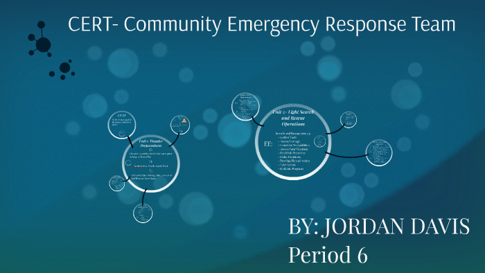 CERT- Community Emergency Reponse Team By Jordan Davis