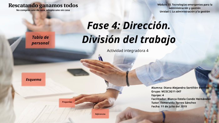 Fase 4: Dirección. División del trabajo by DAlejandra Sortillon on Prezi