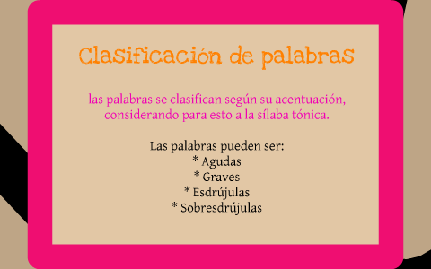 Clasificación de las palabras by Miriam Reyes on Prezi