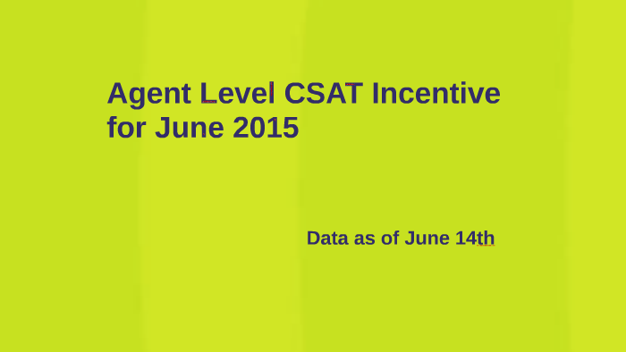 Agent Level CSAT Incentive by Charley Maglunsod on Prezi