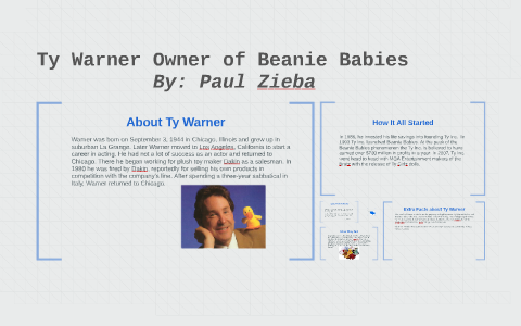 Ty Warner Inventor of Beanie Babies by Paul Zieba