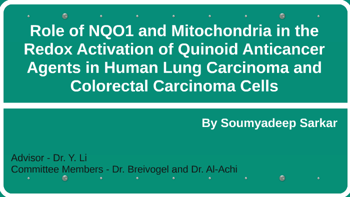 Role of NQO1 and Mitochondria in the Redox Activation of Qui by ...