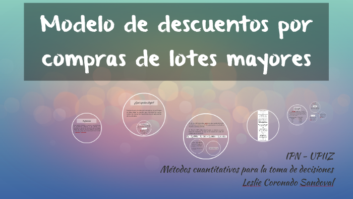 Modelo de descuentos por compras de lotes mayores by Leslie Coronado