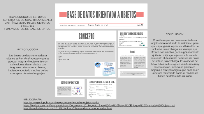 BASE DE DATOS ORIENTADA A OBJETOS by luis martinez on Prezi
