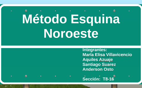 Método Esquina Noroeste by santiago suarez