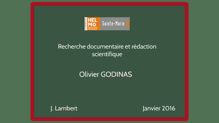 Recherche documentaire et rédaction scientifique by Olivier Godinas on ...