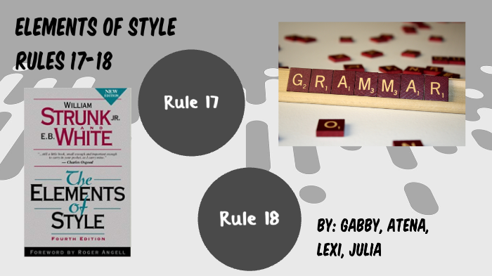 Elements of Style Grammar Rules 17-18 by Alexis Dubicki on Prezi