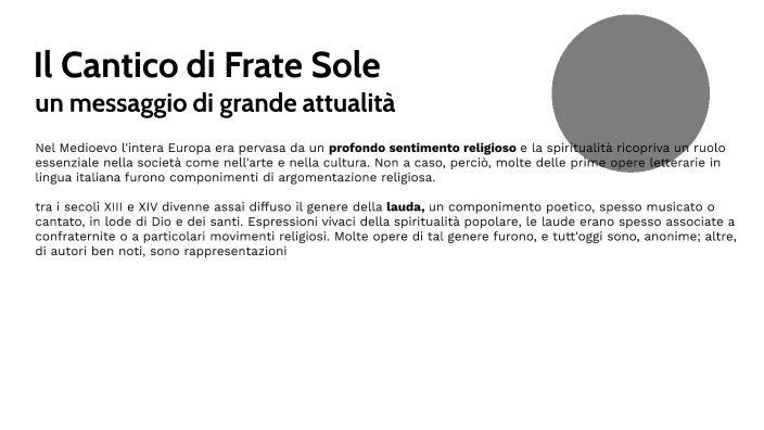 Il Cantico di Frate Sole by Mattia Galleri on Prezi