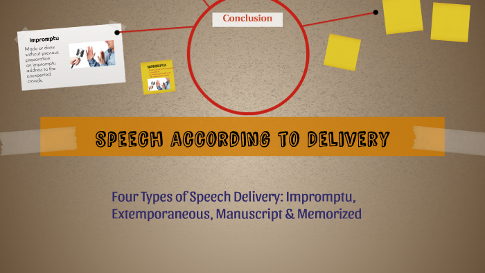 the types of speech according to delivery are impromptu