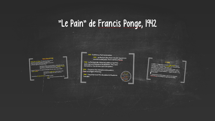 Le Pain Francis Ponges Analyse Linéaire