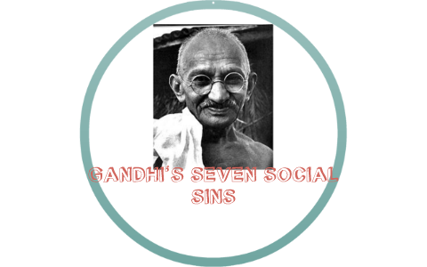 Poster Inspirant Gandhi - Seven Deadly Social Sins - Format 12x36 Pouces, Vertical