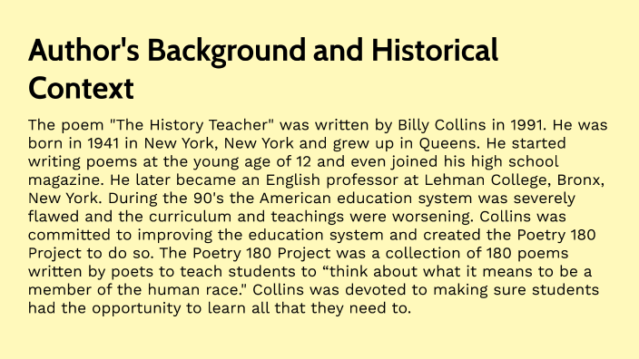 The History Teacher-Billy Collins by sidra makki on Prezi Next