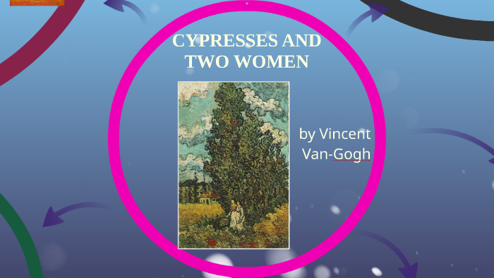 Cypresses And Two Women By Emma Prat Puigbert