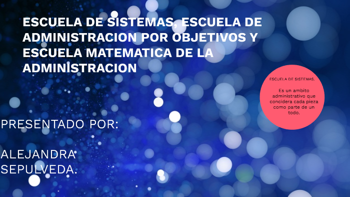 ESCUELA DE SISTEMAS, ESCUELA DE ADMINISTRACIÓN POR OBJETIVO ESCUELA