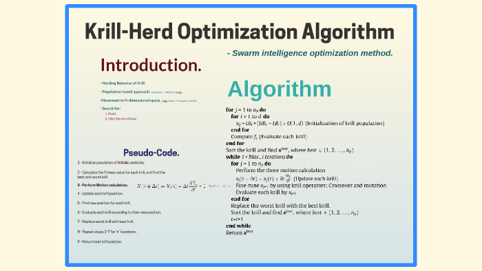 Krill Herd Optimization Algorithm by Atharva Choudhary on Prezi