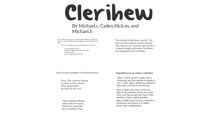 Clerihew by bob bob on Prezi
