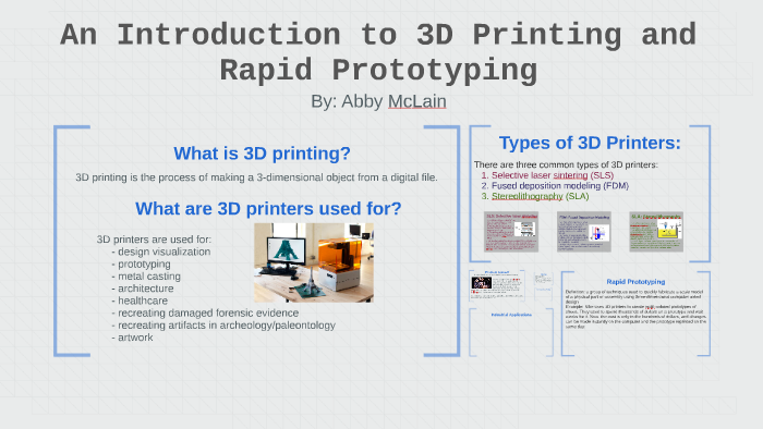 An Introduction To 3D Printing And Rapid Prototyping By Abby McLain On ...