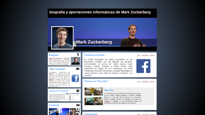biografia y aportaciones informaticas de Mark Zuckerberg by ususarioDPL