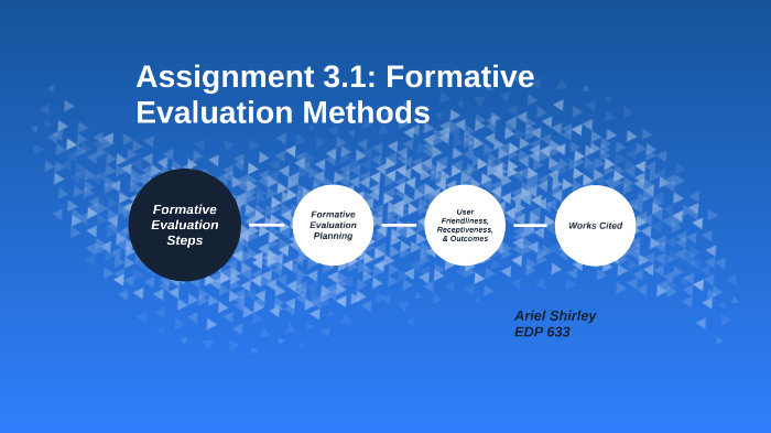 Assignment 3.1: Formative Evaluation Methods by Ariel Shirley on Prezi