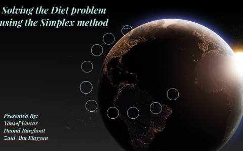 Simplex Example Diet Problem Solving the Diet problem using the Simplex method by Yousef Kawar Basha ...