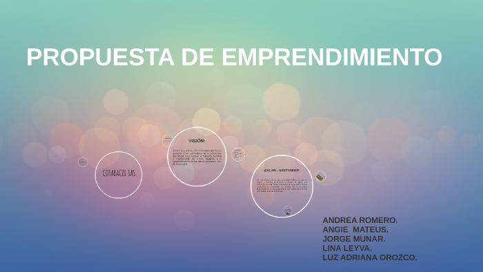 PROPUESTA DE EMPRENDIMIENTO by Nicol Andrea Romero Vargas on Prezi