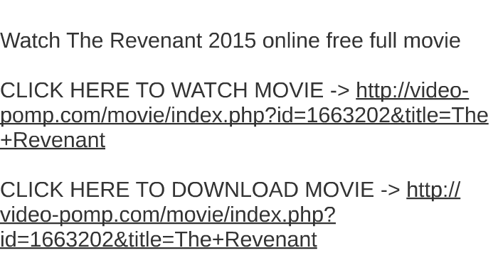 The Revenant Free Full Online