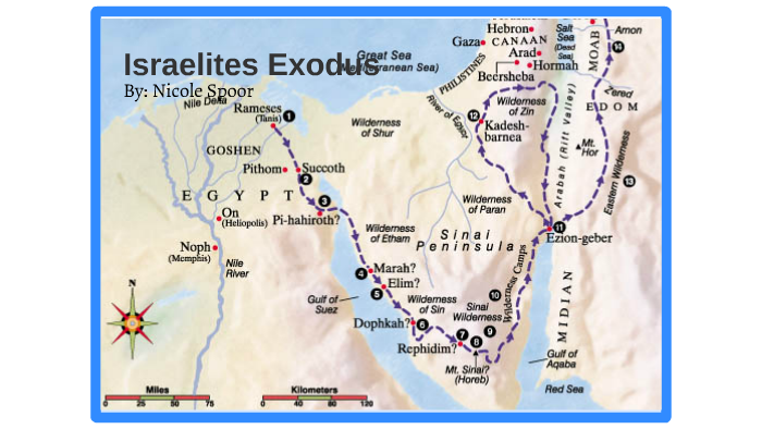 map of israelites travel from egypt to canaan