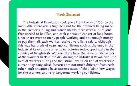 thesis statement on industrial revolution