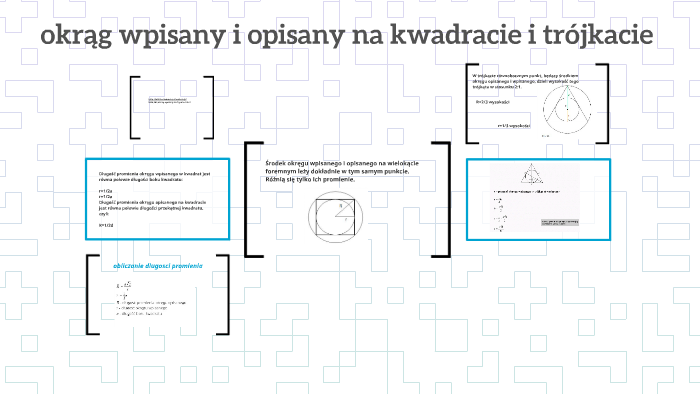 Okrąg Opisany Na Kwadracie Ma Promień 4 okrąg wpisany i opisany na kwadracie by Weronika Mikuła on Prezi