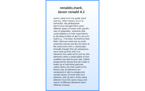 Atoms Come From The Greek Word Atomos Which Means Uncut Or By