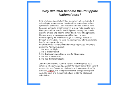 Why Did Rizal Become The Philippine National Hero By Stephanie Tubbs