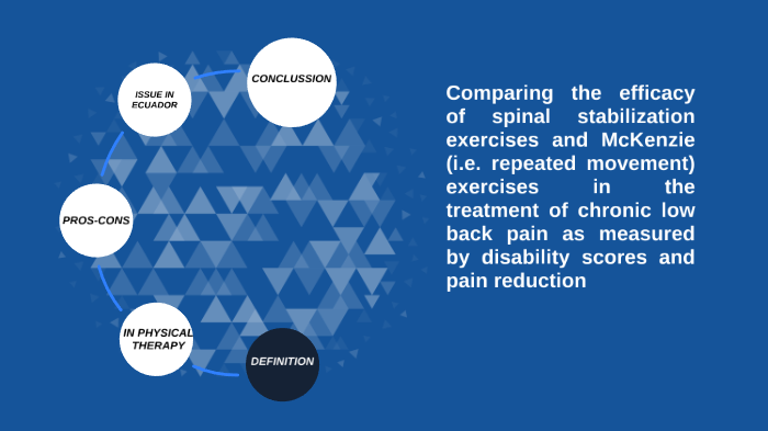 Comparing the efficacy of spinal stabilization exercises and McKenzie ...