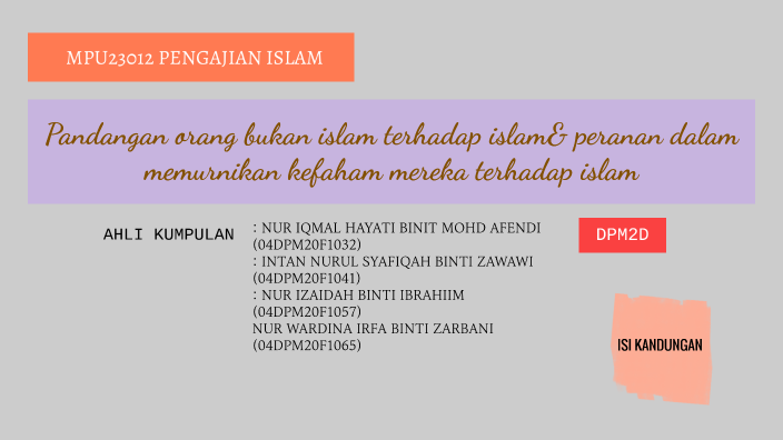 Pandangan Non Muslim Terhadap Muslim Peranan Memurnikan Fahaman Mereka Terhadap Islam By Intan Nurul Dpm2d