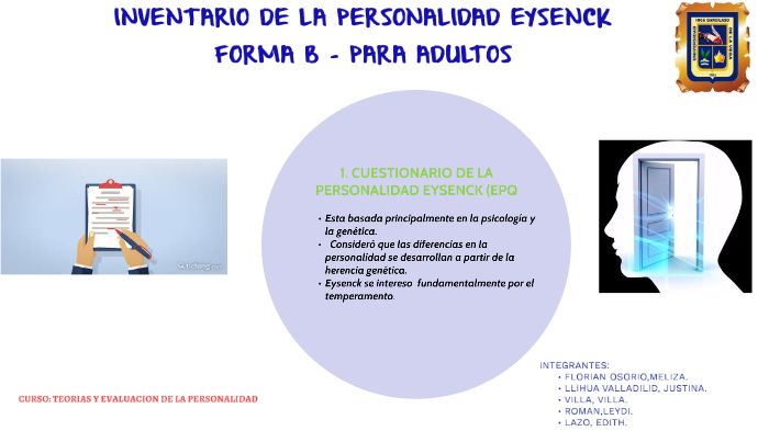 INVENTARIO DE PERSONALIDAD EYSENCK FORMA B - PARA ADULTOS By Meliza ...