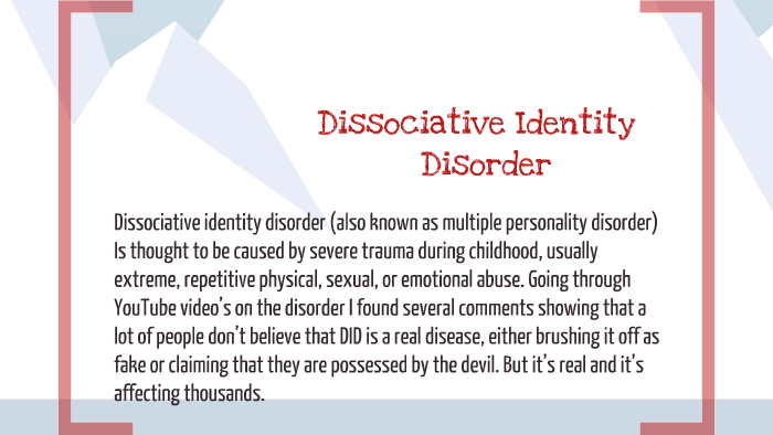 research topics about dissociative identity disorder