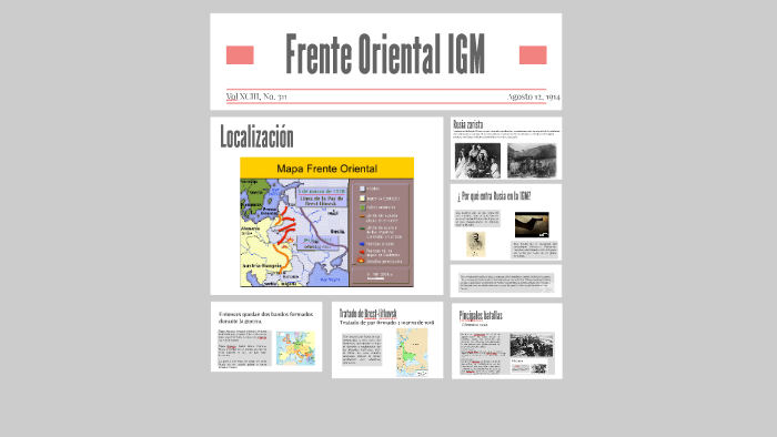 frente occidental frente oriental 1914 y mapa