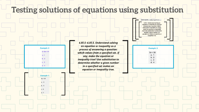 Testing solutions of equations using substitution by Mindy McNicholas ...